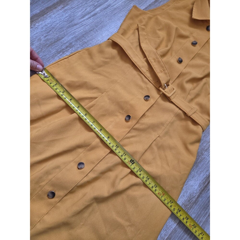Ann Taylor Mustard Yellow Sleeveless Belted Button Front Midi Shirt Dress 0P EUC - Picture 9 of 11